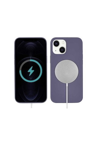 Apple Uyumlu iPhone 13 Kılıf Zore Silksafe Wireless Kapak Mor