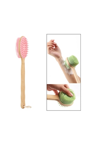 Suntek Duş Fırçası Bambu Sırt Scrubber 42cmx7.5cm-kırmızı