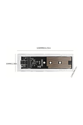 Boatshop1 10gbps M2 Nvme Ngff Plastik Ssd Kasa Sata Pcıe Cift Protokol Usb Tip C Sefaf Disk