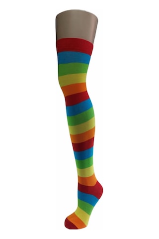 Design Socks Desing Çember Desenli Dikişsiz Dizüstü Çorap-Çok Renkli