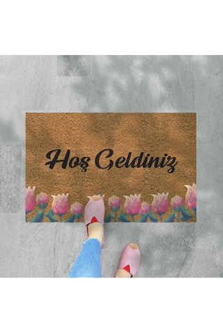 Kedicikler Temalı Coco Görünümlü Dekoratif Dış Kapı Önü Ve Iç Mekan Paspası Hint Kırmızı