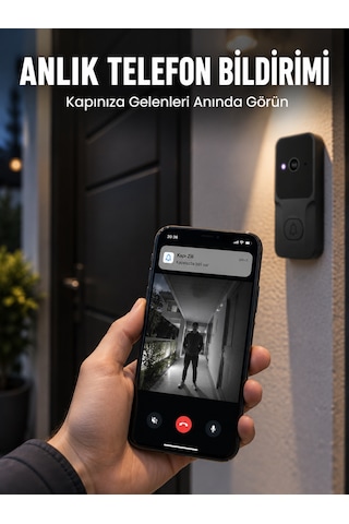 Hd Kameralı Akıllı Kapı Zili Çift Yönlü Sesli Wi-fi Görüntülü Kapı Zili - Lisinya
