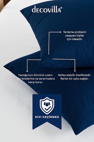 Micro Fermuarlı Yastık Alezi 50x70 Sıvı Geçirmez Lacivert