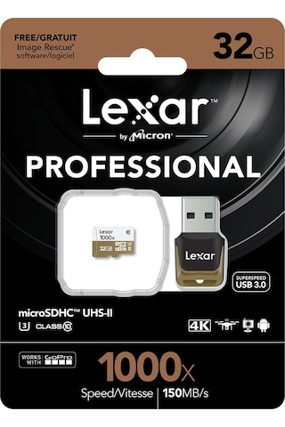 Lexar 32Gb 1000X Microsdhc C10 150Mb/Sn+Usb3.0 4K Hafıza Kartı