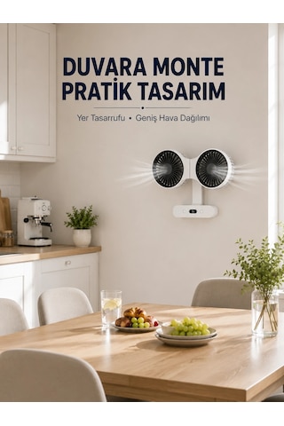 Dijital Göstergeli Çift Fan Başlıklı Masa Vantilatörü