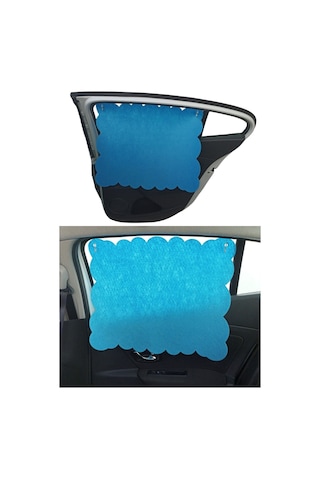 Oto Güneşlik Perdesi Yan Cam Araç Arka Koltuk Emzirme Örtüsü Mavi Keçe Vantuzlu Tutucaklı 1 Adet