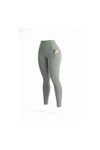 Balenbi Haute Kadın Yüksek Bel Toparlayıcı Çift Cepli Leggings Fitness Tayt 1092 Açık Haki