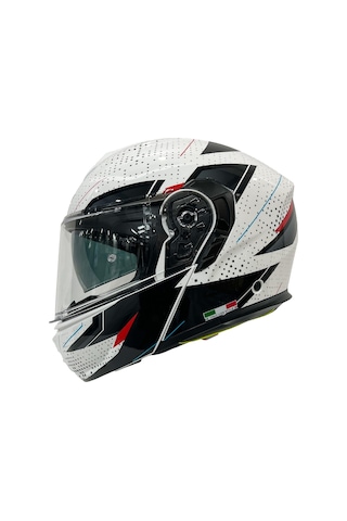Sway Xbyc 917 Fusion Full Face Çene Açılır Motosiklet Kaskı M Beden White Black Beyaz - Siyah