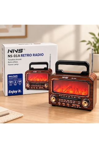 Şömineli Retro Radyo Hoparlör Bluetooth, Am/fm/sw, Usb/type-c, Tf
