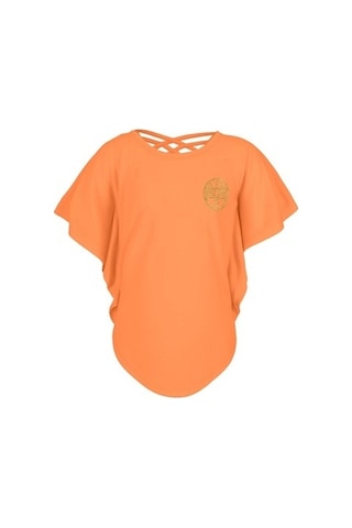 Brz Kids Sim Baskılı Neon Turuncu Kız Çocuk Yarasa Kollu T-Shirt. Turuncu