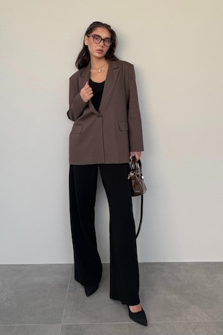 Madmext Kahverengi Oversize Blazer Kadın Ceket Mg2445 Kahverengi