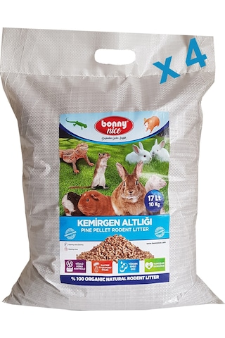 Bonny Nice Organik Çam Pelet Ginepig Altlığı 10 Kg 17 L x 4 Paket