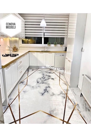 Platin Kaymaz Tabanlı Halı Yolluk Makinede Yıkanabilir Halı Gri