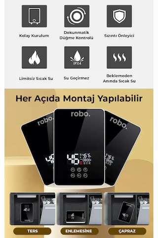 Dijital Akıllı Şofben - Duş Başlığı li