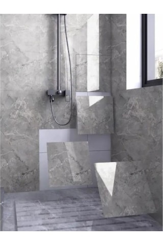 Periboia Gri Mermer Desen Duvar Sticker 30x30 Karışık Renkli