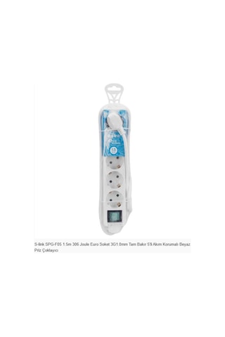Spg-f05 1.5m 306 Joule Euro Soket 3g1.0mm Tam Bakır 5li Akım Korumalı Beyaz Priz Çoklayıcı 1.5 M