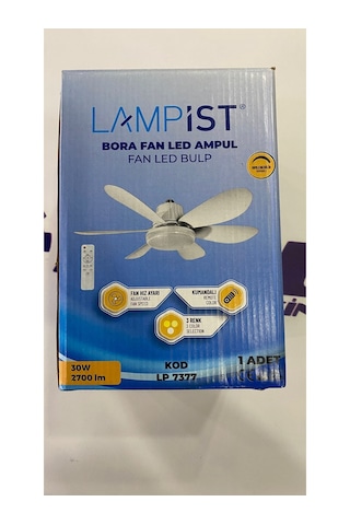 Lampist Uzaktan Kumandalı Pervaneli Fan LED Ampul (6 Kanat) LP7377 - 30W E27