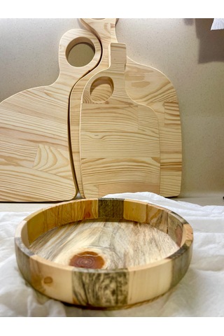 El Yapımı Dişbudaak Ağacı Ahşap Kase & Sunum Tabağı