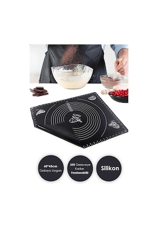 Pratik Fırınlanabilir Büyük Boy Silikon Hamur Açma Ve Pişirme Matı Silpatı 65 X 45cm.