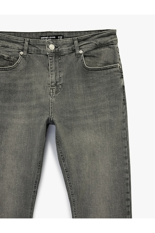 Koton Normal Bel Pamuklu Slim Fit Jean Pantolon - Brad Jean Gri 6sam40056nd Gri