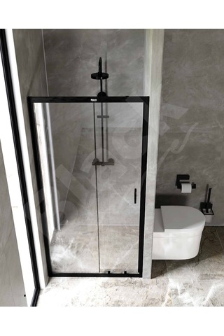 Blackline Siyah 1 Sabit 1 Çalışır Şeffaf Cam 5 Mm Temperli H: 1,90 Siyah