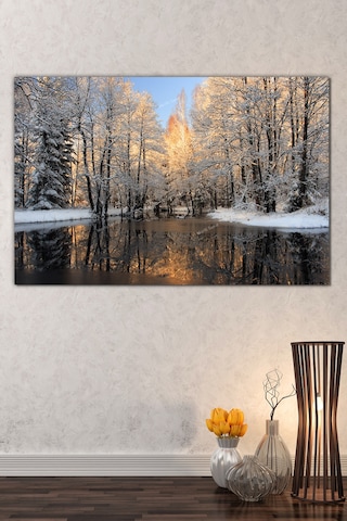 Göl Orman Kar Doğa Manzara Kanvas Tablo (8 Farklı Ölçü) 60 x 40