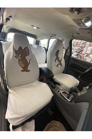 Tom Ve Jerry Oto Servis Kılıfı Beyaz Beyaz