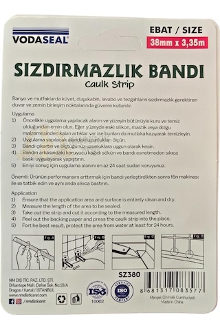 Vodaseal Su Geçirmez Sızdırmazlık Bandı Beyaz - 38 Mm X 3.35 M.
