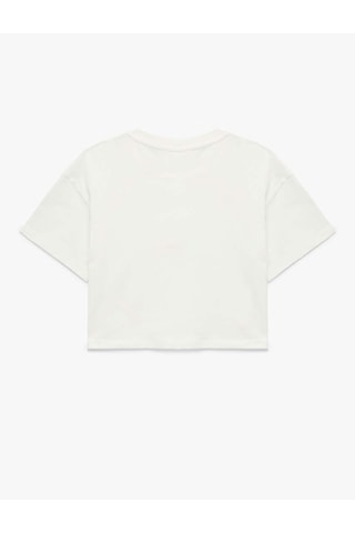 Koton Fiyonk Ve Taş Detaylı Ekru Kız Çocuk T-shirt 6skg10192a Ekru