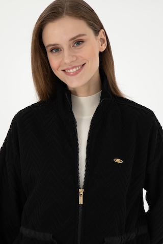 U.S. Polo Assn. Kadın Siyah Fermuarlı Dik Yaka Sweatshirt 50297364-VR046