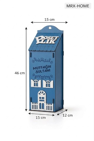 Mrx -home Dekoratif Poşetlik Duvara Asılabilir & Tezgah Üstü Mutfak Organizer Mavi