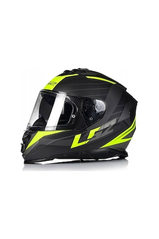 Ls2 Storm 2 Nerve Neon Sarı Kapalı Motosiklet Kaskı Siyah - Neon