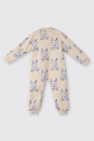 Panço Unisex Bebek Desenli Bej Uyku Tulumu Krem