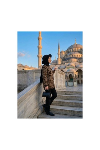 Kitty Homewear Kadın Kahverengi Leopar Desenli Bisiklet Yaka Triko Hırka Kahverengi-siyah - 659782599 Kahverengi-siyah - 659782599 Kahverengi-siyah