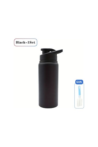 Honeybeeshop 20oz Siyah 1 Takım 600ml Bisiklet Su Şişesi Alüminyum Spor Termos Kamp Yürüyüş Balıkçılık Matarası Siyah-1 Takım