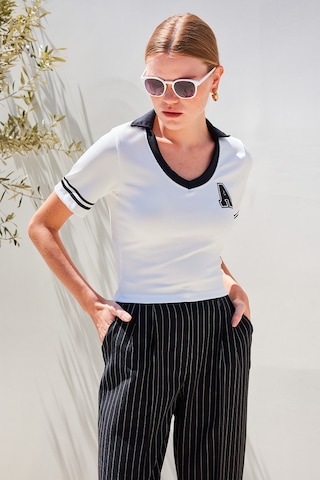 Bigdart 4320 Polo Yaka Basic Triko Bluz - Beyaz 001