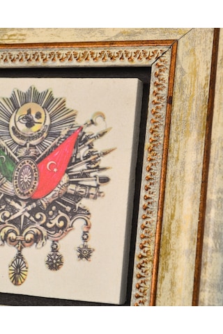 Doğal Taş Üzerine Osmanlı Arması Şık Tablo 20x20 Cm Dekoratif İslami Hediyelik