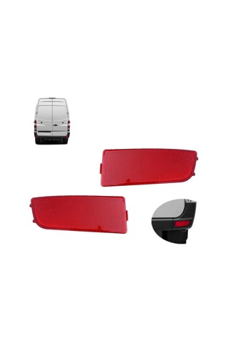 Youtek Mercedes Sprinter W906 06-16 Ve Crafter 2e Arka Tampon Reflektörleri - Sol + Sağ, Kırmızı Abs Malzeme, Tam Uyumlu