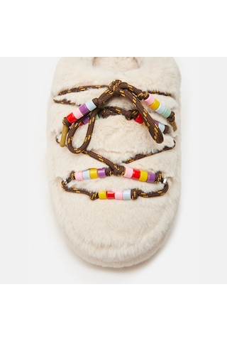 Terlik Kadın Diğer 80d1460250-l002 Moon Boot Mule Faux Fur Beads Cream Krem