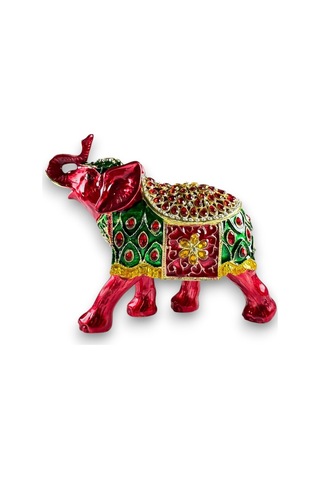 Taşlı Dekoratif Fil Biblo Metal, Renkli Taşlı, Şık Ev Aksesuarı 15x12 CM 727651789