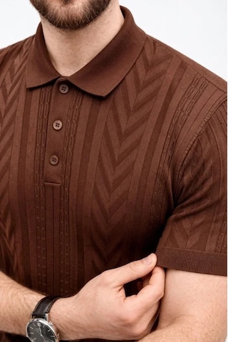 Erkek Yazlık Triko Tişört Kısa Kol Polo Yaka Düğmeli T-shirt - Kahverengi