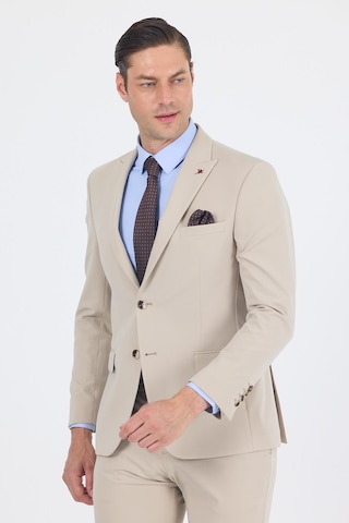 İmza Bej Kırlangıç Yaka Kelebek Astar 6 Drop Slim Fit Beli Lastikli Takım Elbise 1001250176 Bej