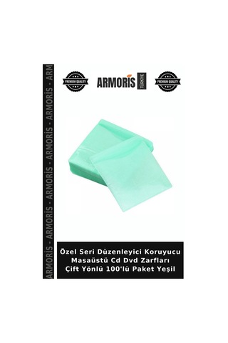 Özel Seri Düzenleyici Koruyucu Masaüstü Cd Dvd Zarfları Çift Yönlü 100'lü Paket Yeşil