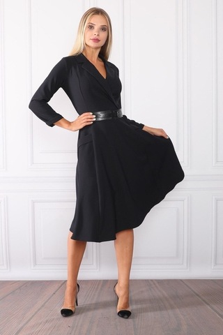 E.T.'S Element'S Kadın Kruvaze Yaka Elbise Siyah