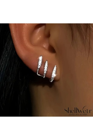 Claw Küpe Sevgililer Günü , Annenize Verilecek En Güzel Gümüş Kaplama Hediye Gri