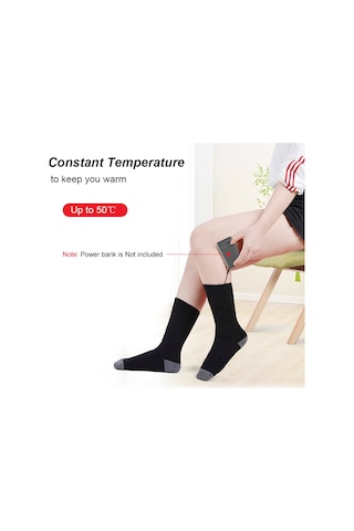 Suofeng Isıtmalı Ayak Isıtıcı Çorap - 50 C Sabit Sıcaklık, Pil Dahil Değil Siyah