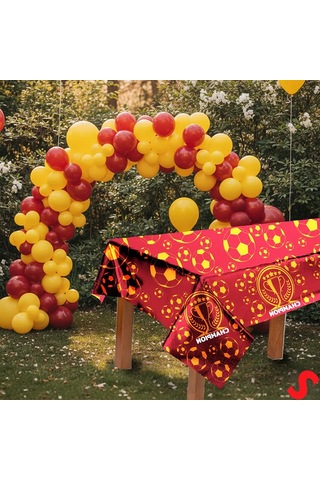 Futbol Temalı Sarı Kırmızı Champion Masa Örtüsü,120cm X 180cm
