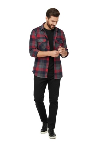 Kamer Erkek Kışlık Slim Fitt Uzun Kol Çift Cep Kapak Gömlek 2417 Bgl-st04798 Kırmızı