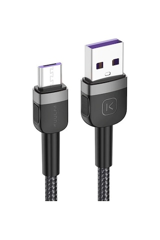 Kuulaa Mikro Usb 3A Hızlı Şarj 0.50Cm Kısa Android Usb Şarj Kablo Siyah - Gri