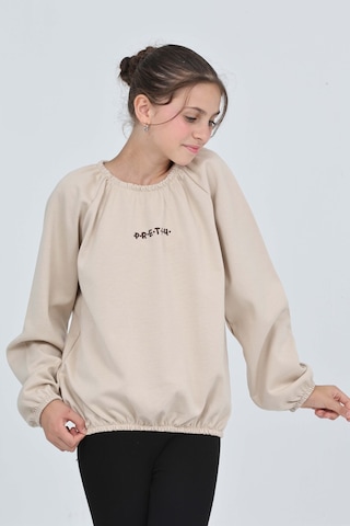 Toontoy Kız Çocuk Pretty Baskılı Sweatshirt Bej
